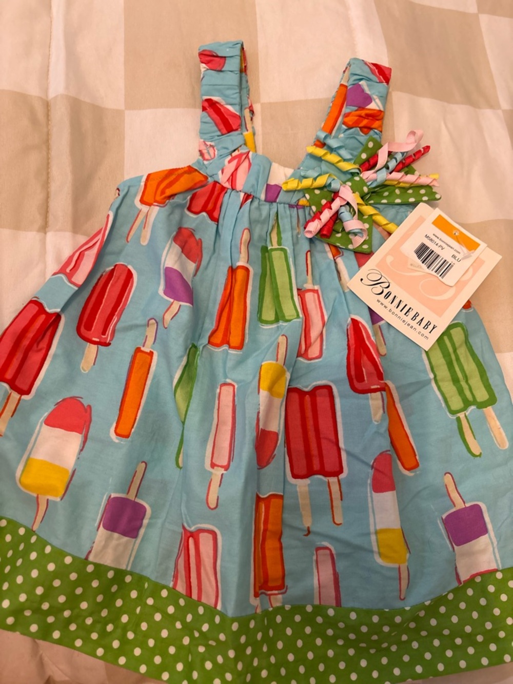Bonnie Baby Blue Popsicle Dress with Multicolor Print